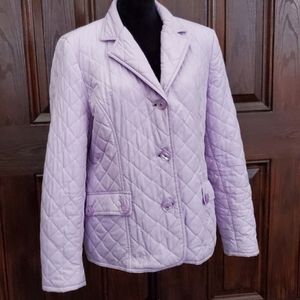 Quilted collared button up hip length Lilac coat